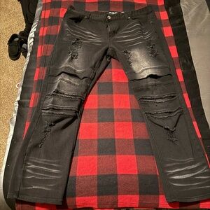 Men's Distressed Black Jeans